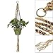 SHERRY Macrame Jute Plant Hanger Holder Natural Hemp Rope 2 Set for Indoor Outdoor Plants Basket Hanging with Beads 4 Legs