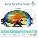 Odoland Large Spherical Frameless Ski Goggles for Men and Women, S2 OTG Double Lens Goggles for Skiing, Snowboarding, Snowmobile, UV400 Protection and Anti-fogging - VLT 18% Red
