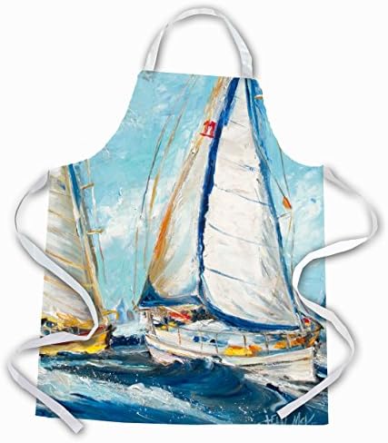 Carolines Treasures Jmk1290Apron Roll Me Over Sailboats Apron Large Multicolor