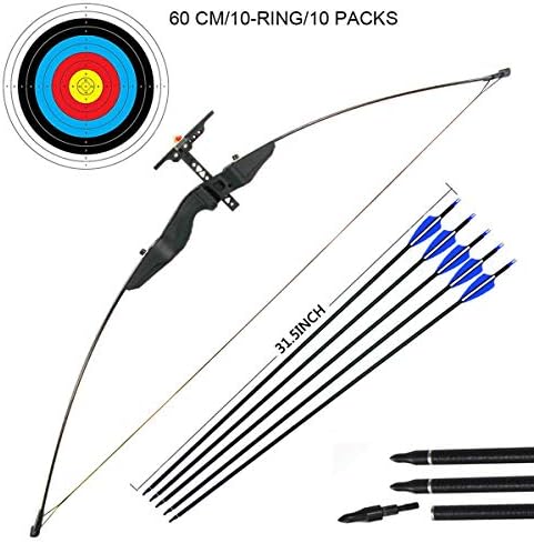Dostyle Outdoor Recurve Bow and Arrow Set Archery Training Toy(40LB,5¡ÁArrows,6¡ÁTarget Faces)