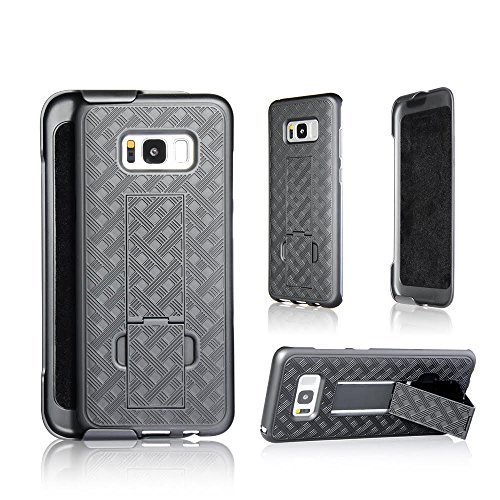 Encust Shell Holster Slim Black Case for Samsung Galaxy S8 PLUS with Kick-Stand & Belt Clip Holster with (At&t, Verizon, T-Mobile & Sprint) (Samsung S8 Plus)