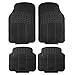 FH Group F11305BLACK Black All Weather Floor Mat, 4 Piece (Full Set Trimmable Heavy Duty) primary
