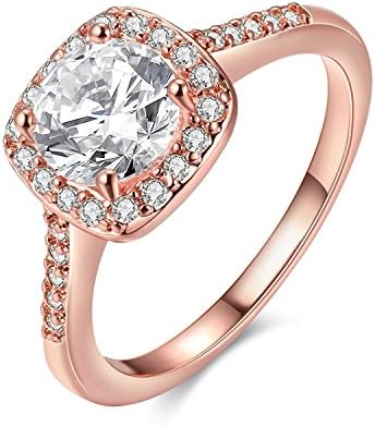 Vanjo CZ Crystal Engagement Ring Best Promise Ring Eternal Love Ring Fashion Jewelry Ring for Anniversary Wedding Engagement Rose Gold Color (8)