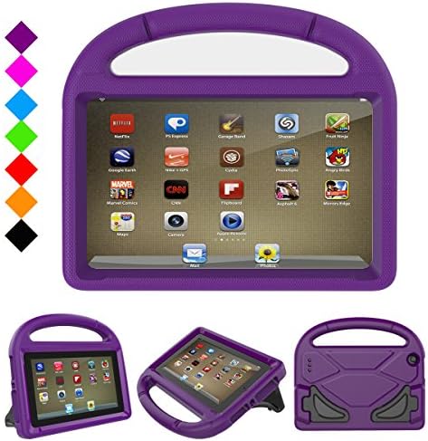 Fire 7 2017 Kids Case, Fire 7 2015 Kids Case - DiHines Light Weight Shock Proof Handle Friendly Stand Kid-Proof Case for All New Amazon Fire 7 inch Display Tablet Cover(2015&amp;2017 Release) (Purple)
