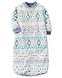 Carters One Piece Zoo Animals Micro Fleece Sleep Bag or Sack (0-9 Months, Blue Tribal)