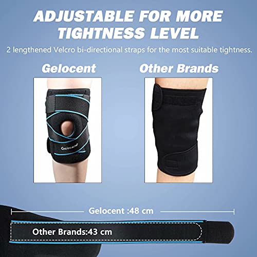Knee Brace, Gelocent Knee Support with Side Stabilizers & Patella Gel Pads, Knee Brace with Adjustable Straps for Knee Pain Relief, Arthritis Pain, Injury Recovery, Running, Workout, Swollen ACL