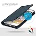 SHIELDON Case for iPhone SE3/SE2/8/7, Genuine Leather Wallet Flip Credit Card Slots Magnetic Kickstand Protective Case Compatible with iPhone SE 2022/2020 - Navy Blue