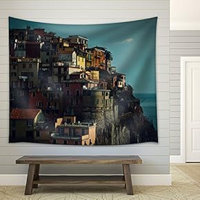 Beautiful Scenery/Landscape of a Cinque Terre Village Along The Coast of Italy - Fabric Wall Tapestry Home Decor - 51x60 inches