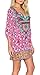 Women Bohemian Neck Tie Floral Print Ethnic Style Shift Dress (Large, Pattern 15)