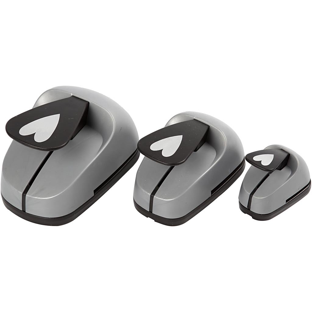 Craft Punch Set, size 25+49+75 mm, heart, 3 asstd