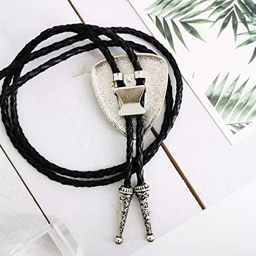 LAXPICOL Vintage Western Cowboy Cool Fashion Black Stone Bolo Tie For Men Retro Bola Tie Necktie - Thumbnail 3