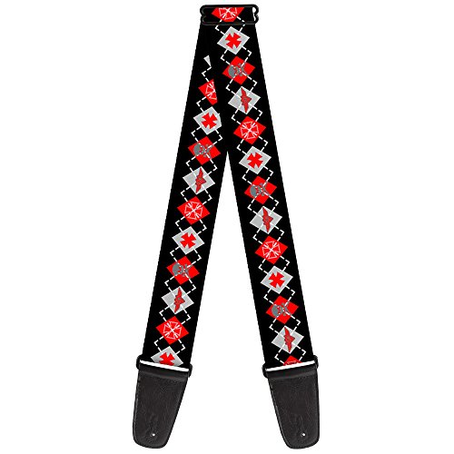 Buckle-Down GS-W30237 "BD Argyle Black/Red/Gray" Guitar Strap