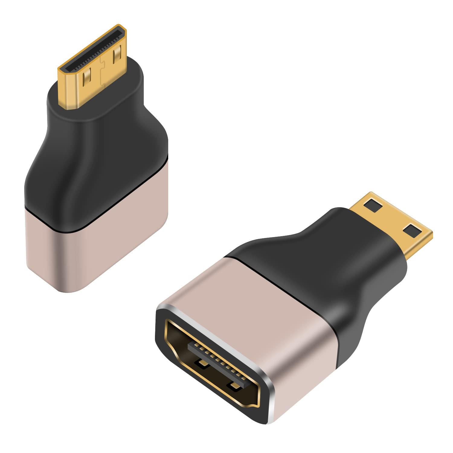 Duttek 8K Mini HDMI to HDMI Adapter (2-Pack),Mini Male HDMI to female HDMI Adapter support 8K@60Hz,4K@120Hz,1080P, 3D, ARC,HDR, for Projector, Monitor,TV
