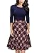 MISSMAY Women's Vintage Retro Plaid Patchwork A-line Cocktail Party Dress Navy Blue