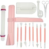 BIGTEDDY - Fondant Cake Decorating Tool w/Adjustable Scraper Icing Smoother Rolling Pin Trimmer Cutter Embosser Flower Scisso
