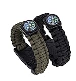 Gemgo Bracelet Survival Kit With Compass Paracord Fire Starter Scraper Whistle (2 pieces(1*black+1*green))