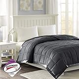 Madison Park Windom Microfiber Down Alternative Stain Resistant Blanket, King, Charcoal
