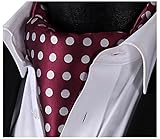 Allbebe Men's Burgund Polka Dot Silk Cravat Ties Jacquard Woven Casual Ascot