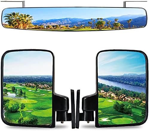 Roykaw Golf Cart Rear View Mirror & Folding Side Mirror for EZGO/Club Car/Yamaha