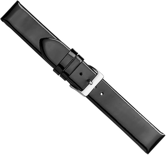 Lack Uhrenarmband Kalbsleder Schwarz Hochglanz 20608s Stegbreite 18mm Amazon De Uhren
