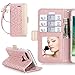 iPhone 7 Case, iPhone 7 Wallet Case, WWW [ Mirror Series] RFID-Resisting PU Leather Case Kickstand Flip Case with Card Slots and Mirror for Apple iPhone 7 Rose Gold