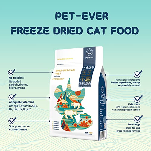 PETEVER Freeze Dried Raw Cat Food 96 Raw Meat High Protein Low