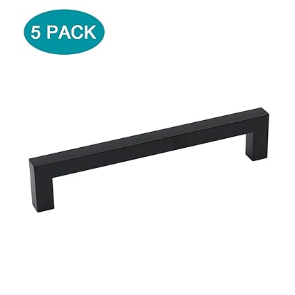 5pack Lontan 160mm Kitchen Door Handles Black Square Bar Cabinet