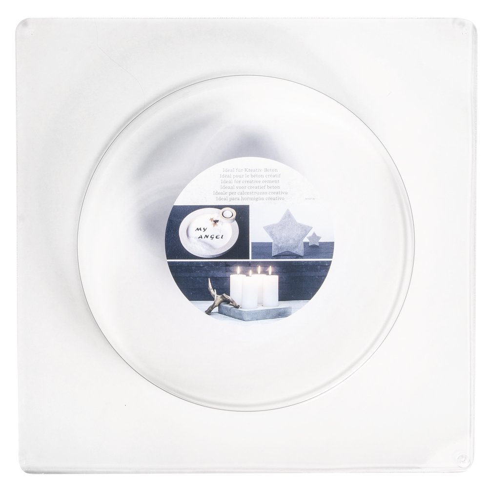 Rayher Candle Plate Shaped Casting Mould for Concrete Crafts, Mould with Round Tray Design for Plaster of Paris, Plate Shape for Moulding, Dimater 18.5cm, 36034000