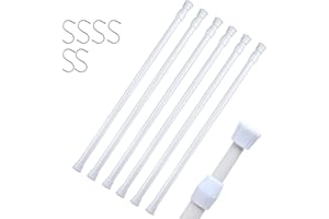 DEELF OUTLET DeElf 6 Pack Tension Rods 28 to 48 Inches, Adjustable Spring Tension Rod for Window Curtain, Kitchen Cupboard Utensils, Closet, and Cabinet, White