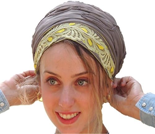 Sara Attali Design Tichel Full Hair Covering Unique Lace Scarf Tichel One Size Green