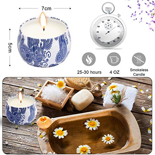 Yinuo Mirror Scented Candles Gift Set, Natural Soy Wax 4.4 Oz Portable Travel Tin Candles Women Gift with Strongly Fragrance Essential Oils for Stress Relief and Aromatherapy - 4 Pack