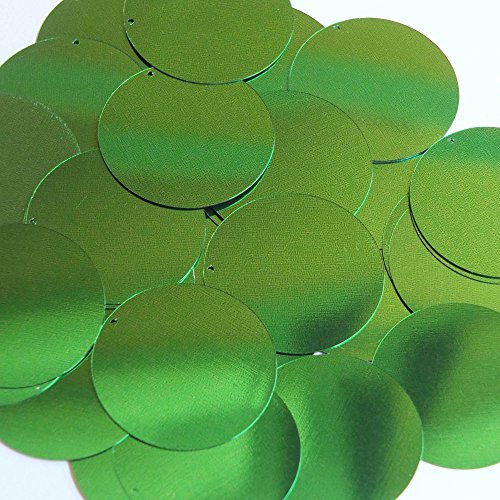 Sequin Round 1.5 inch Kelly Green Metallic Couture Paillettes Made in USA. For embroidery, bridal, applique, arts, crafts, and embellishment.