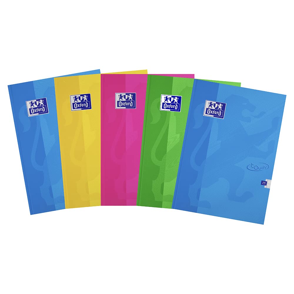 Oxford A4 192 Page Hardback Casebound Notebook Assorted Colours, Pack of 5 โ image 1