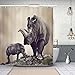NYMB Africa Safari Animal Decor Rhino Rhinoceros Shower Curtain, Tropical African Wildlife Animals Shower Curtains, Polyester Fabric Bathroom Fantastic Decorations Bath Curtains Hooks Included,69X70in