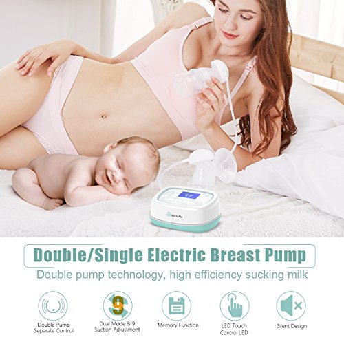 Electric Breast Pump with Tote, BelleMa S3 Pro Real Hospital Grade Double Breast Pump 2-motor, L/R Pumps Separate Control, 9 Suction Levels, Li-battery Memory Silent Breast Pump for Office/Home/Travel
