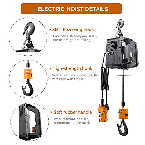 NEWTRY 3 in 1 Electric Hoist Winch 1,100lb Wireless Remote Control, Cable Remote Control, 110/120 Volt Portable Power Electric Hoist, Vertically & Horizontally, Lift 16ft/min - Image 3