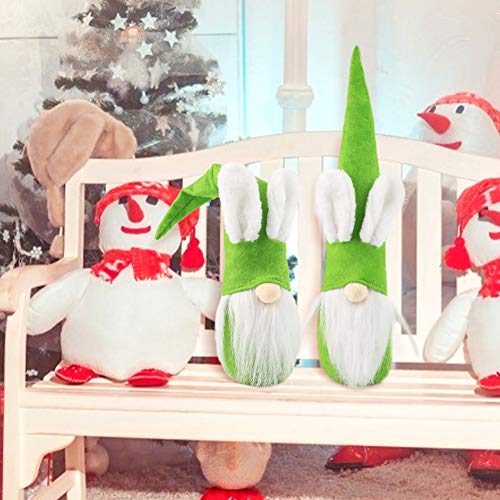 1Tomte Swedish Plush Santa Gnome, Green Bunny Gnome Handmade Scandinavian Tomte Santa Scandinavian Gnome for Christmas Santa Decoration Table Decor