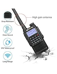 Retevis RT87 Radios de 2 vías Resistente al agua IP67 UHF VHF 128 CH Manos libres Encriptación de emergencia Walkie Talkies de largo alcance (paquete de 3) con encriptación y FM