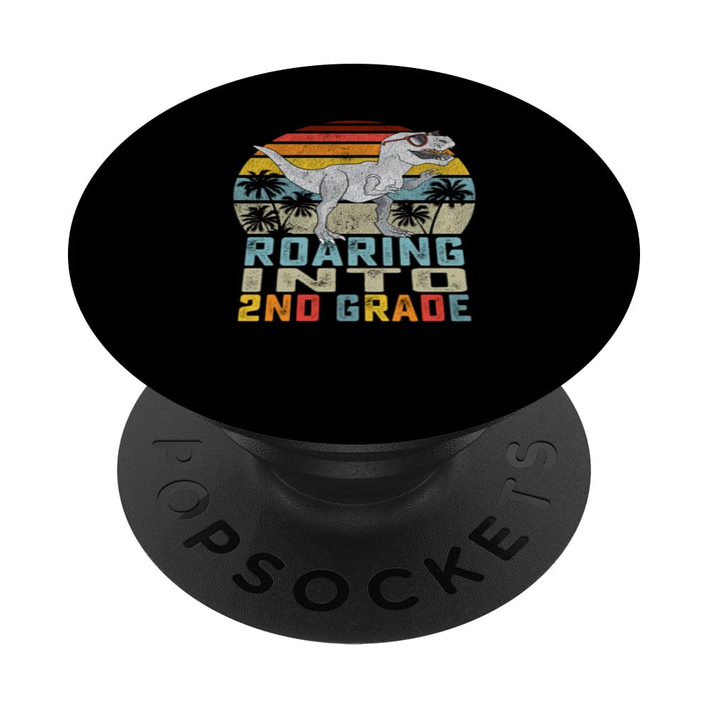 Roaring Into 2nd Grade Dinosaur Back To School Boys PopSockets Swappable PopGrip