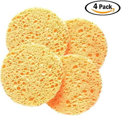 Cherhoo Pulp and Fiber for Daily Use, Facial Cleansing and Make-up Removal, Natural Untreated Cellulose Fiber (4 Pack, circular)
