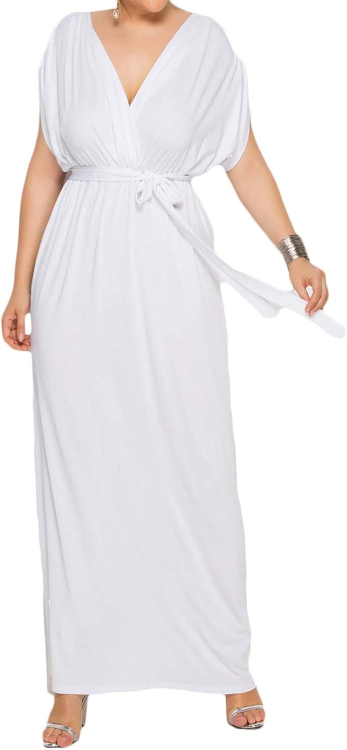 sexy v neck short sleeves evening maxi dress