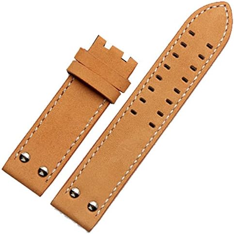New 22mm Leather Watch Strap Band Pilot Stitching Compatible with Khaki Aviation