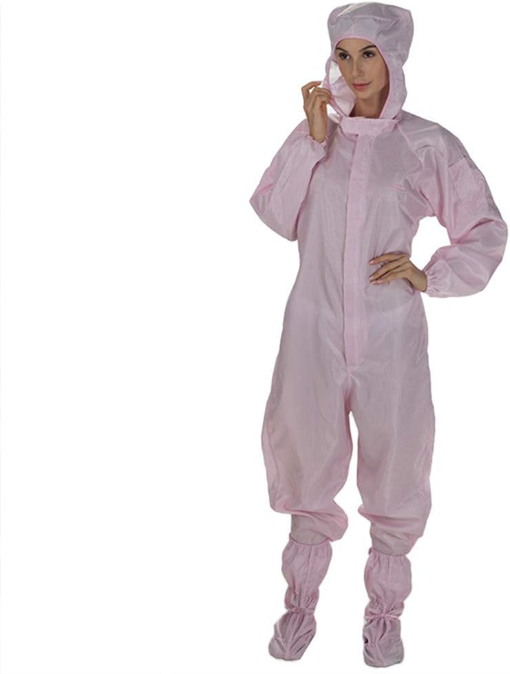 Oyov2L Unisex Solid Color Anti Static Dust Proof Isolation Suit Hooded Protection Coveralls Safe Clothes