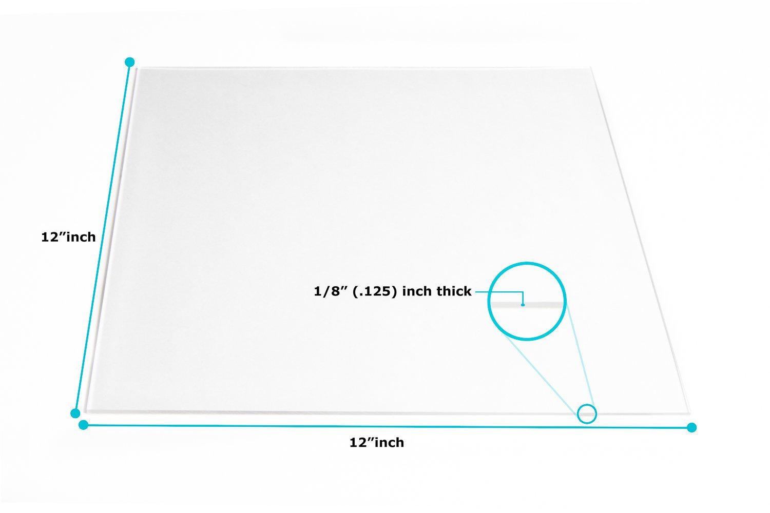Plexiglass 12 x 12 Clear Acrylic Sheet 1/8 th (.125) inch thick Buy