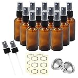 Pack of 12, 2 oz Cobalt Blue Glass Bottles with Black Fine Mist Sprayers by Mavogel,Including 2 Extra Black Fine Mist Sprayers, 2 St