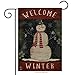 Welcome Winter Snowman Garden Flag Primitive Seasonal 12.5