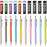 Jovitec 20 Pieces Mechanical Pencil Set 0.7 mm, 10 Pieces Mechanical Pencils and 10 Tubes Lead Refills for Office and School