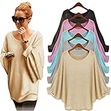 Women Blouse,Haoricu Fall Women Oversized Batwing Pullover Loose T shirt