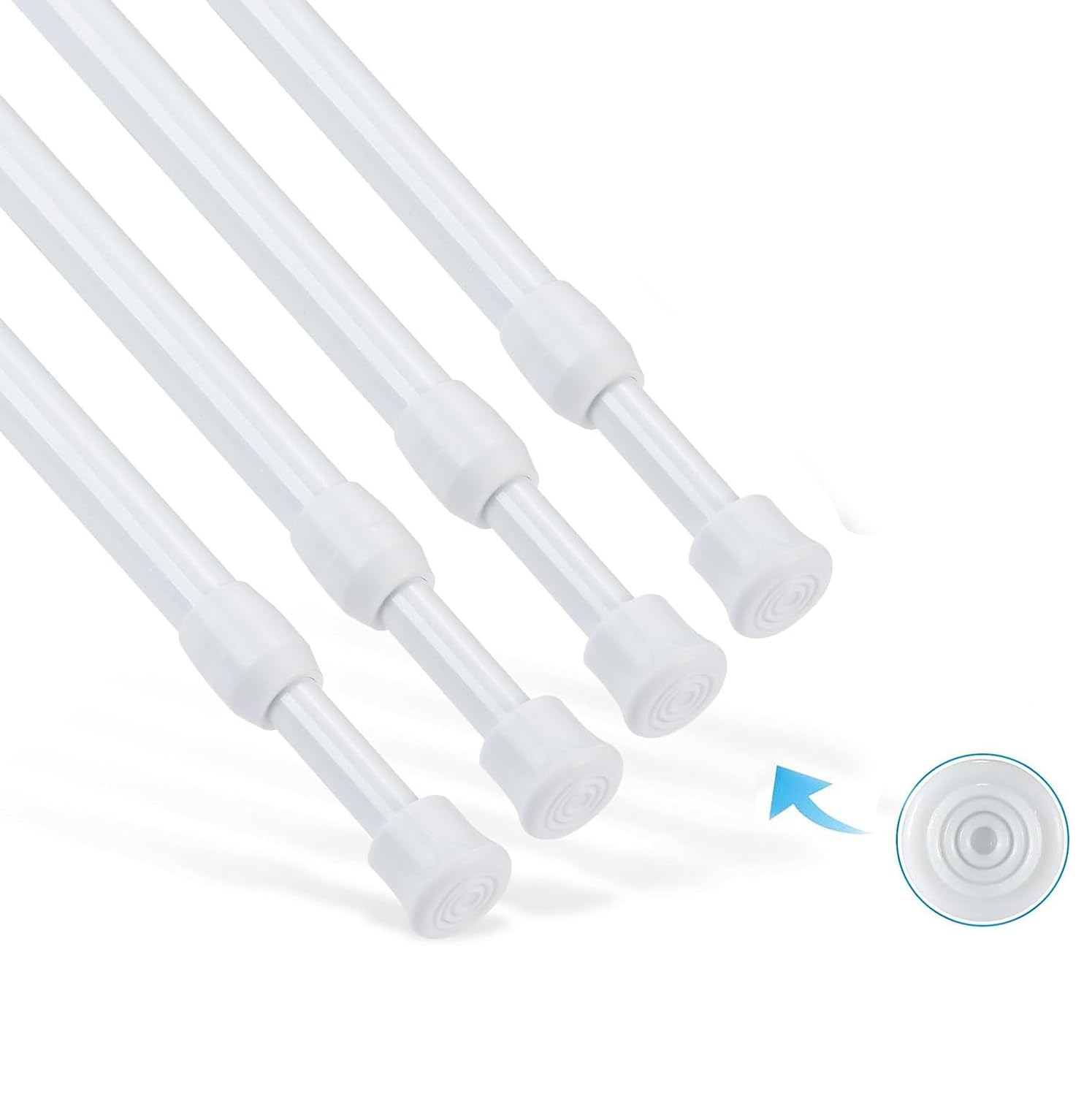 4Pcs Tension Rod, Goowin Tension Rods for Windows, No Drilling Rustproof Spring Adjustable Tension Curtain Rod for Doors, Windows, Wardrobe Bars, Drying Support Rods (White, 60-110 cm-4 Pcs)