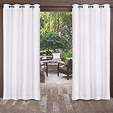 Exclusive Home Curtains Biscayne Indoor/Outdoor Two Tone Textured Window Curtain Panel Pair with Grommet Top, 54x120, Winter White